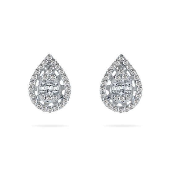 Pear Shape Cluster Diamond Earring 