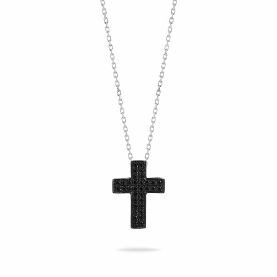 Black Diamond cluster cross necklace 