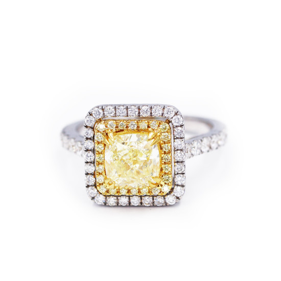 Cushion Fancy Yellow Diamond Ring