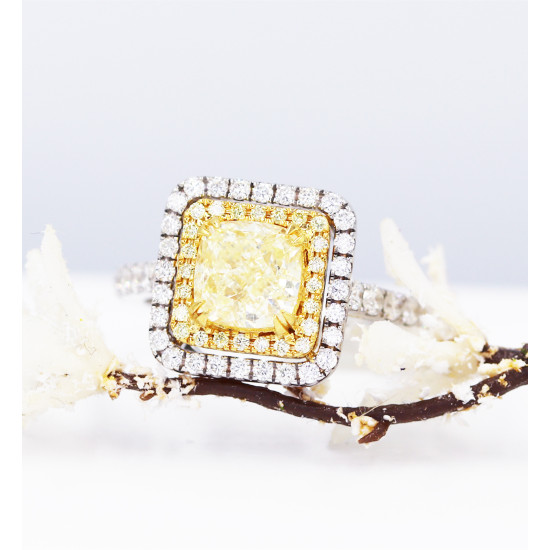 Cushion Fancy Yellow Diamond Ring