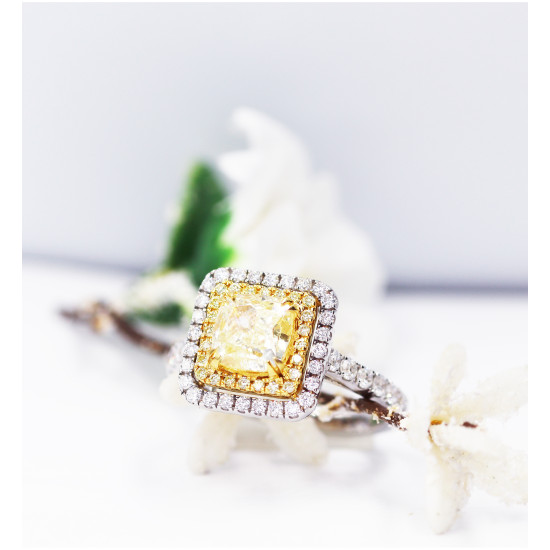 Cushion Fancy Yellow Diamond Ring Cushion Fancy Yellow Diamond Ring