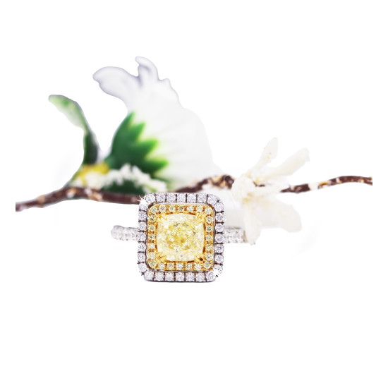 Cushion Fancy Yellow Diamond Ring