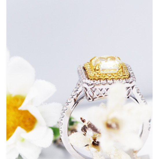 Cushion Fancy Yellow Diamond Ring