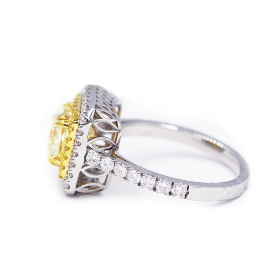 Cushion Fancy Yellow Diamond Ring