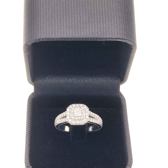 Dual halo cushion cut engagement ring -OR4873