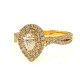 18 carats yellow gold halo Pear engagement ring- OR4874