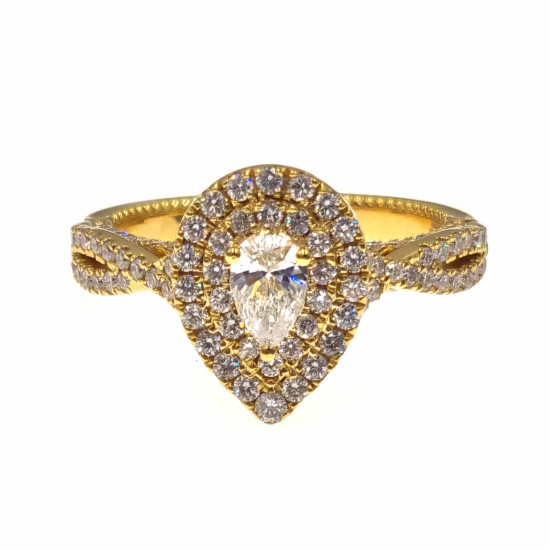 Pear cut halo design diamond engagement ring-OR4874
