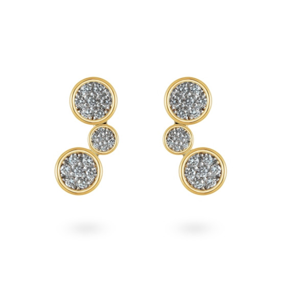 Cluster twisted dangling stud diamond earring