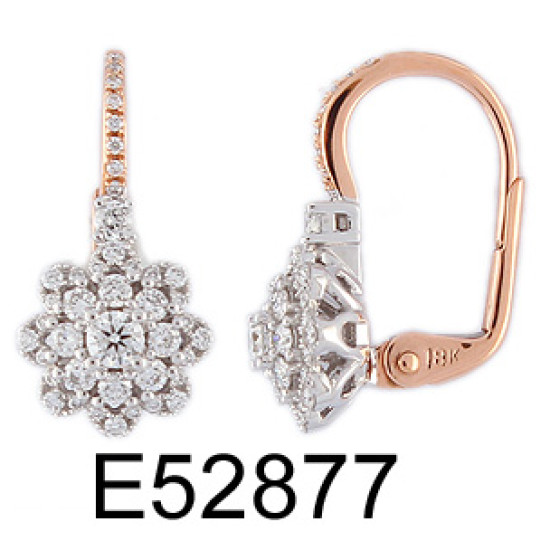 18K Rose Gold 0.59ct Round Diamond Latch Earrings