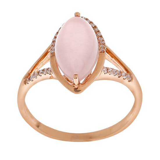 Diamond with Rose Quartz Ring
