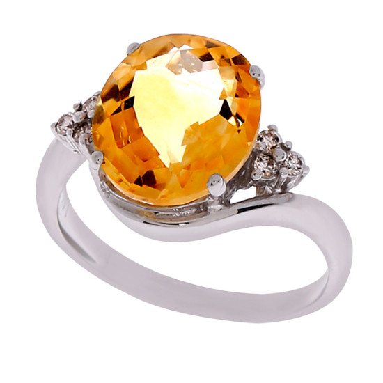 Diamond & Yellow Topaz Ring