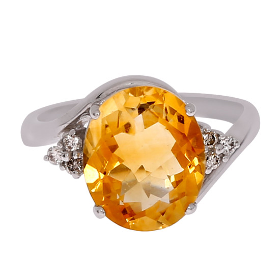 Diamond & Yellow Topaz Ring