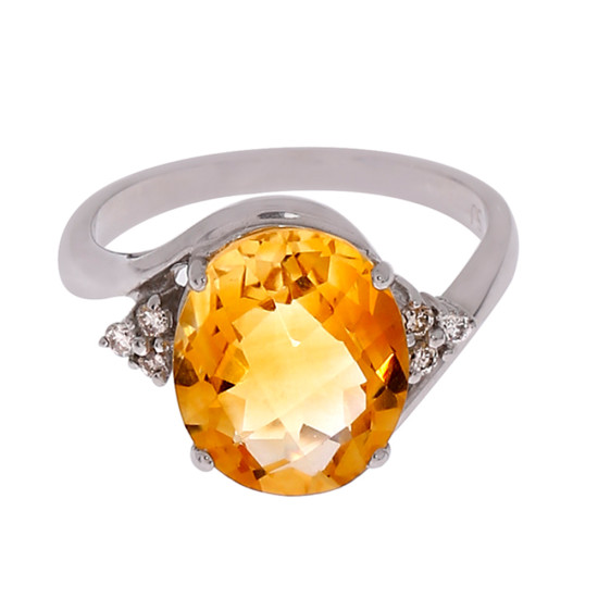 Diamond & Yellow Topaz Ring