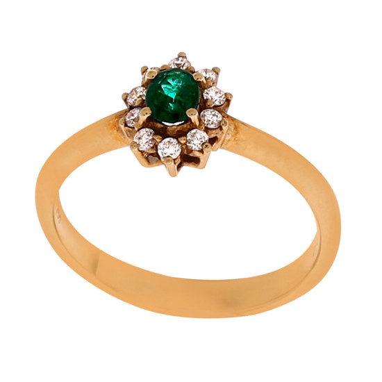 Diamond with Emerald Ring