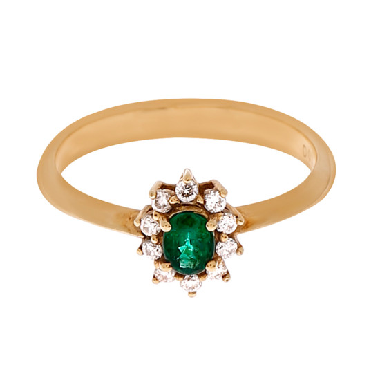 Diamond with Emerald Ring