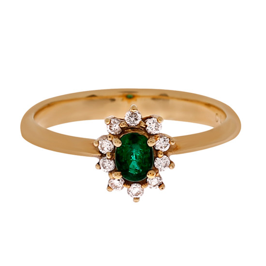 Diamond with Emerald Ring