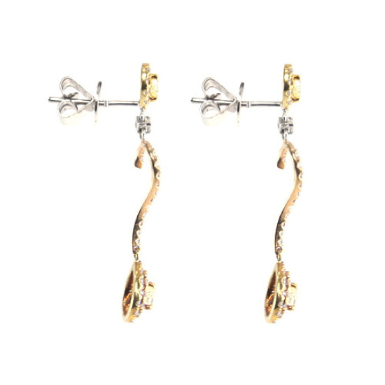 Tri Gold & Diamond Drop Earring