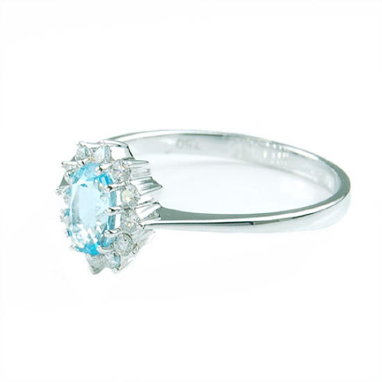 Blue Topaz & Diamond Ring