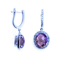 Amethyst & Diamond Drop Earrings