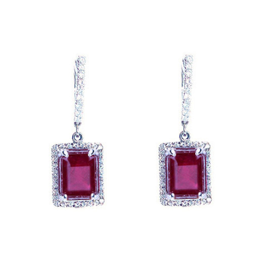 Ruby & Diamond Drop Earrings