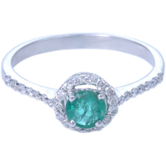 Emerald Hallo Diamond Ring