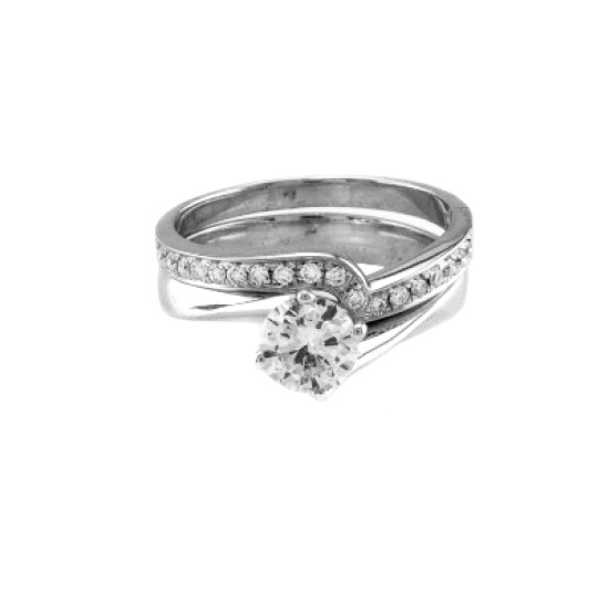 Twisted Height Solitaire Diamond Engagement Ring 