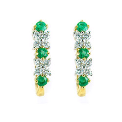Emerald and Diamond Floating Hoop Earrings