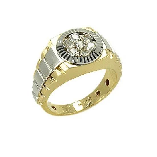 Rolex Style Ring 316L Stainless Steel Two-Tone Round Square Flat Top  Classic Black/Gold FREE Yours Forever Engraved - Walmart.com
