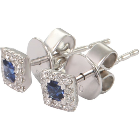 Blue Princess cut studs