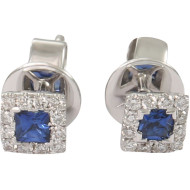 Blue Princess cut studs