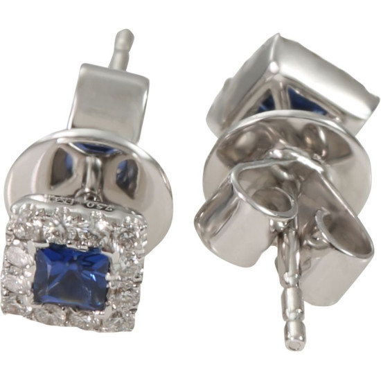 Blue Princess cut studs