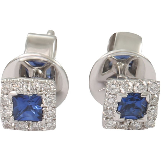 Blue Princess cut studs