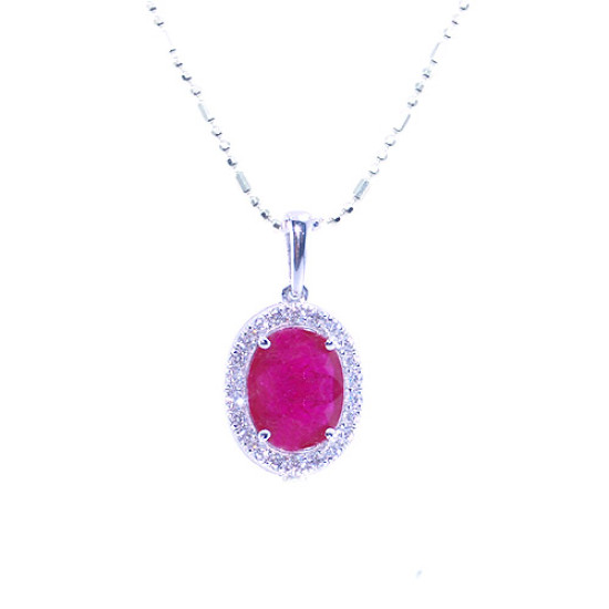 Oval Ruby Cluster Pendant