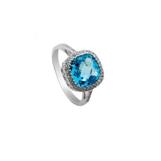 Blue Topaz Halo Ring