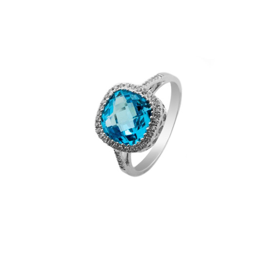 Blue Topaz Halo Ring