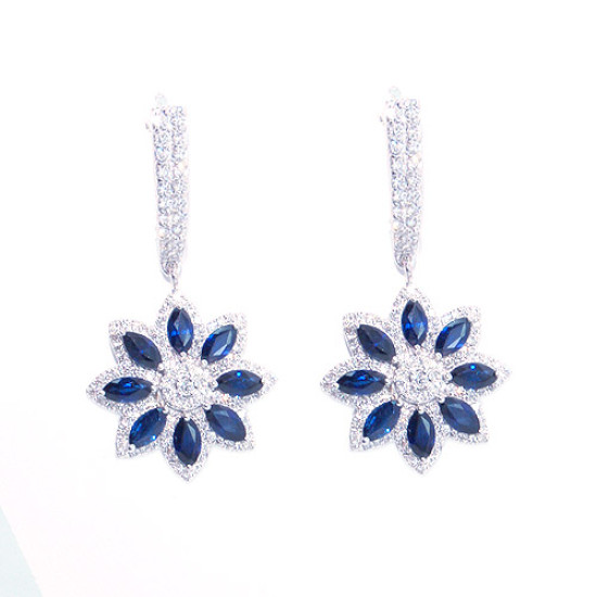 Sapphire Diamond Earrings Floral