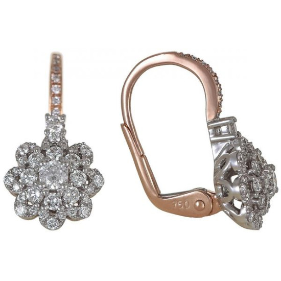 18K Rose Gold 0.59ct Round Diamond Latch Earrings