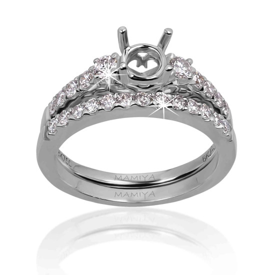 Choose your Diamond for Gorgeous White Gold Twin Engagement Ring B14701
