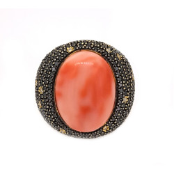 Coral Black and White Diamond Ring Coral Black and White Diamond Ring