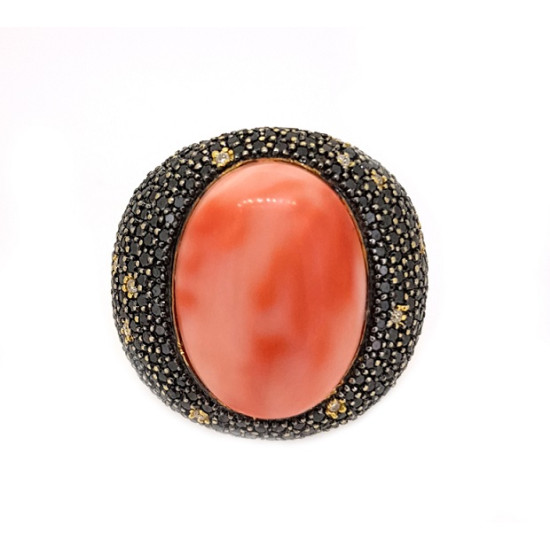 Coral Black and White Diamond Ring Coral Black and White Diamond Ring