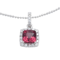 Diamond with Pink Garnet Pendant with Chain Diamond with Pink Garnet Pendant with Chain