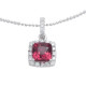 Diamond with Pink Garnet Pendant with Chain