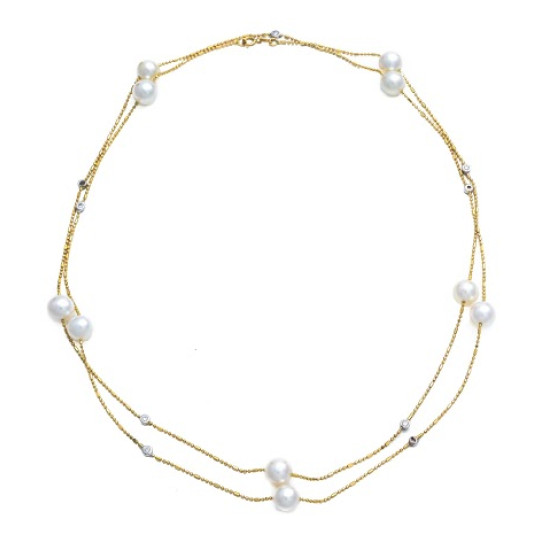 Diamond with Pearl Necklace,65 cm