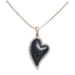 Diamond and Onyx Heart with Chain Diamond and Onyx Heart with Chain