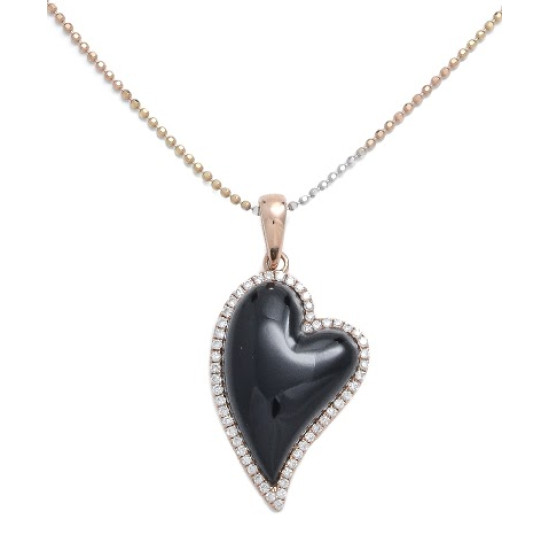 Diamond and Onyx Heart with Chain