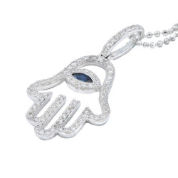 Blue Sapphire Eye & Hand Pendant with Chain Blue Sapphire Eye & Hand Pendant with Chain