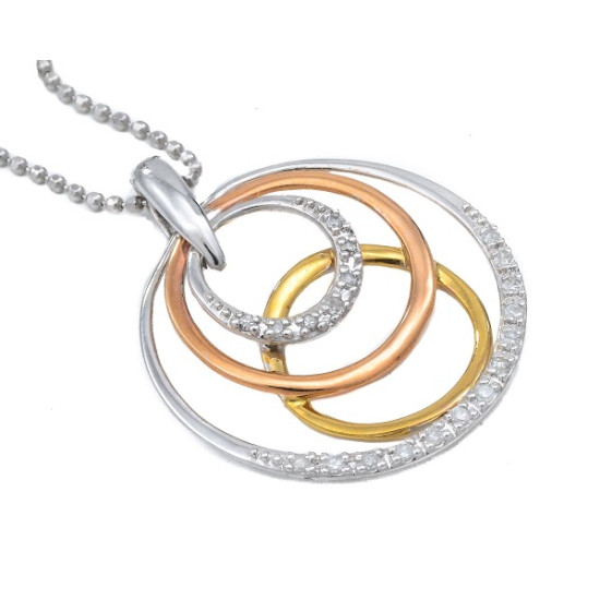 Diamond with 3 Colors Gold Pendant with Chain
