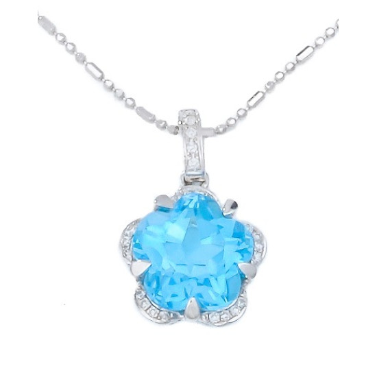 Star Blue Topaz Pendant with Chain