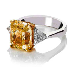 Cushion Shape Fancy Yellow Diamond Ring CAJ001 Cushion Shape Fancy Yellow Diamond Ring CAJ001