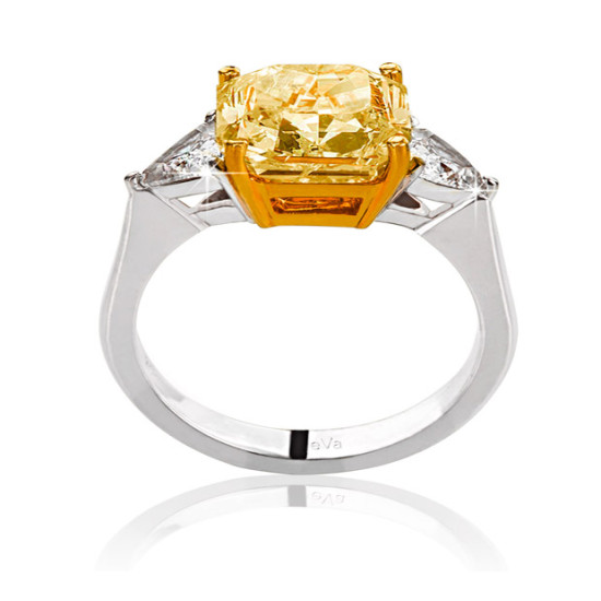 Cushion Shape Fancy Yellow Diamond Ring CAJ001